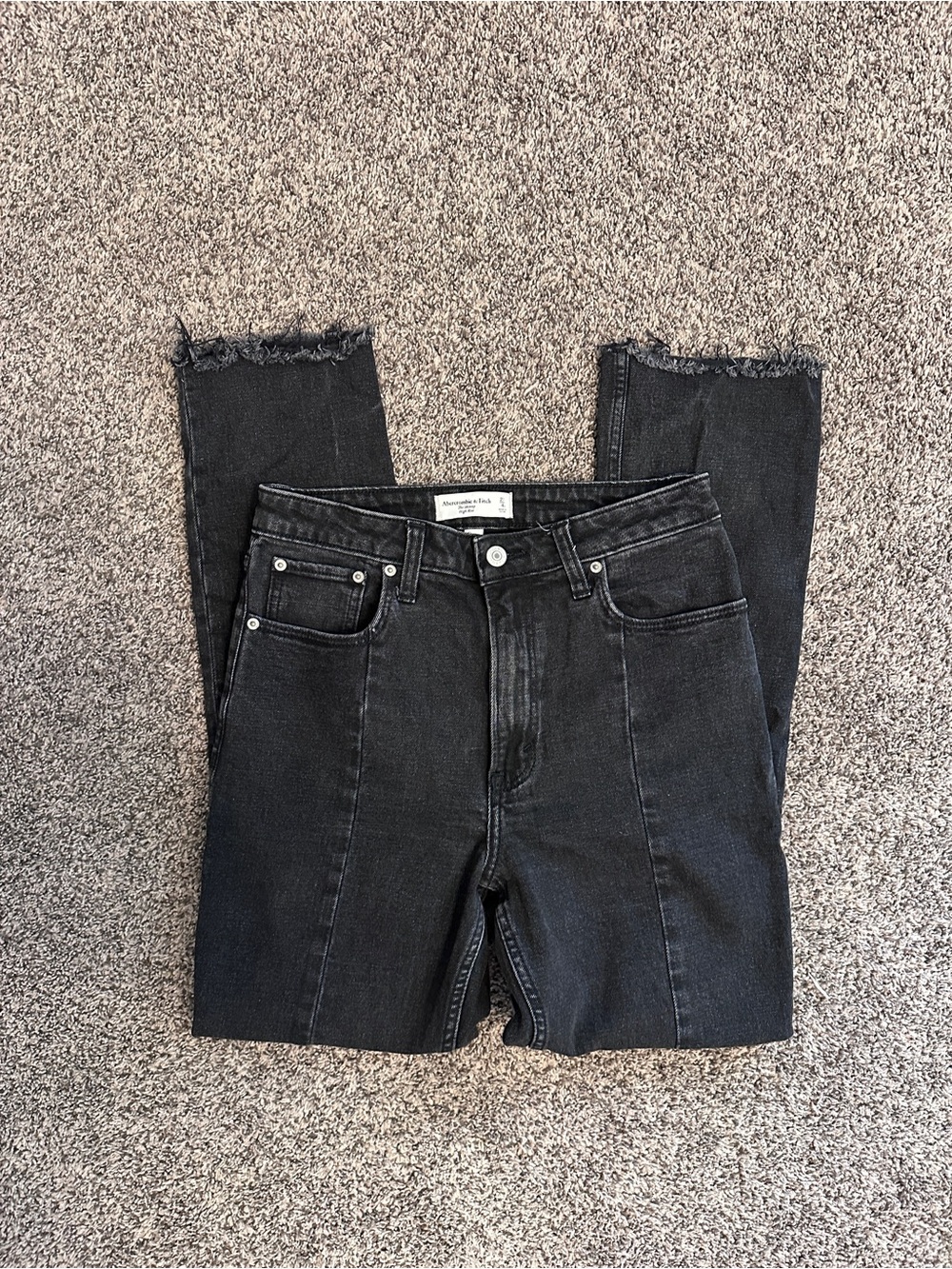 Abercrombie & Fitch Black High-Rise Slim Jeans with slit + Hem